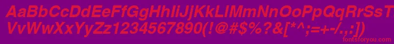 AgHelveticaBoldItalic Font – Red Fonts on Purple Background