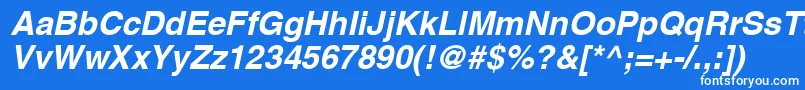 Czcionka AgHelveticaBoldItalic – białe czcionki na niebieskim tle