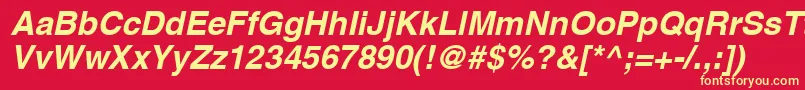 AgHelveticaBoldItalic Font – Yellow Fonts on Red Background