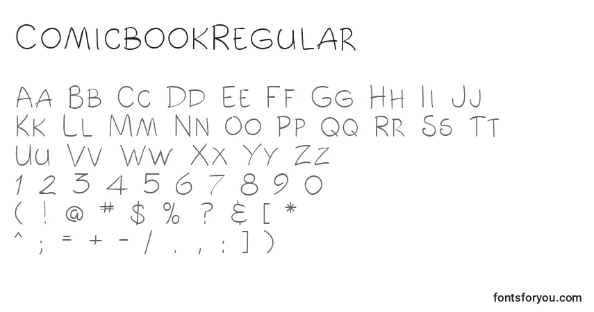 A fonte ComicbookRegular – alfabeto, números, caracteres especiais
