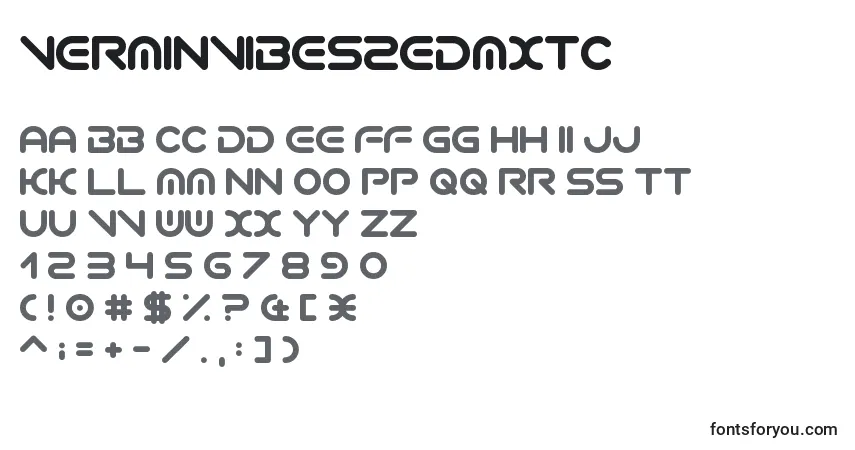 Czcionka VerminVibes2EdmXtc – alfabet, cyfry, specjalne znaki