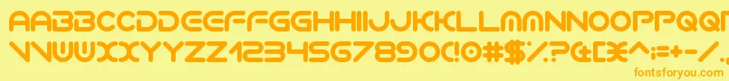 VerminVibes2EdmXtc-Schriftart – Orangefarbene Schriften auf gelbem Hintergrund
