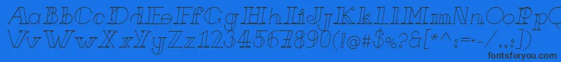 Fonte FrenchForgeItalic – fontes pretas em um fundo azul