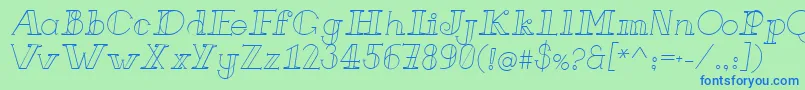 FrenchForgeItalic-fontti – siniset fontit vihreällä taustalla