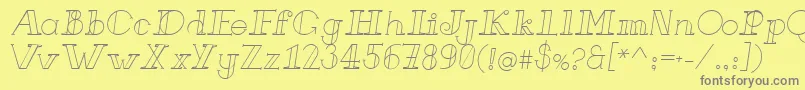 FrenchForgeItalic-Schriftart – Graue Schriften auf gelbem Hintergrund