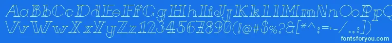 FrenchForgeItalic-Schriftart – Grüne Schriften auf blauem Hintergrund