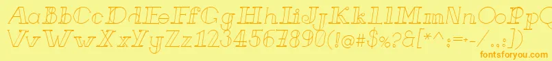 Fonte FrenchForgeItalic – fontes laranjas em um fundo amarelo