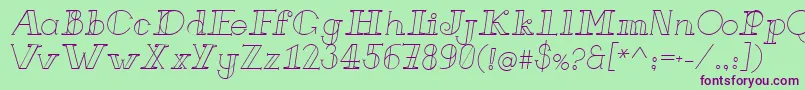 FrenchForgeItalic Font – Purple Fonts on Green Background