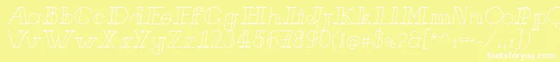 Fonte FrenchForgeItalic – fontes brancas em um fundo amarelo