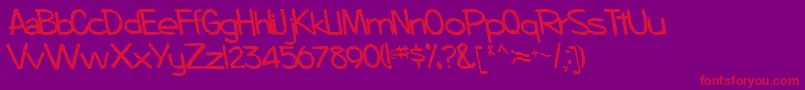 BoosterRegular-Schriftart – Rote Schriften auf violettem Hintergrund