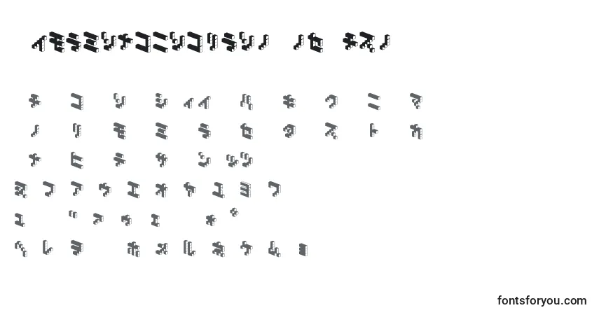 A fonte DemoncubicblockNkpDark – alfabeto, números, caracteres especiais