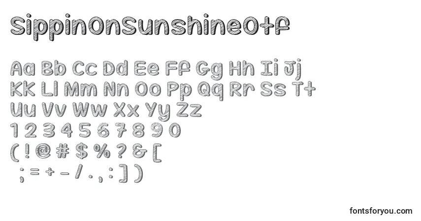 Schriftart SippinOnSunshineOtf – Alphabet, Zahlen, spezielle Symbole