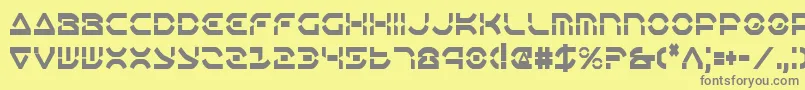 フォントOberonDeuxCondensed – 黄色の背景に灰色の文字