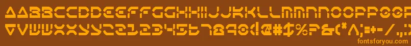 フォントOberonDeuxCondensed – オレンジ色の文字が茶色の背景にあります。