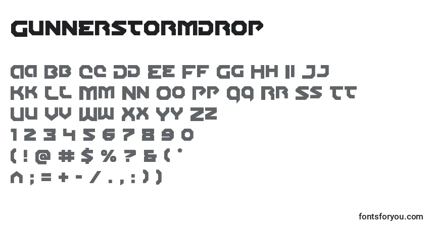 Шрифт Gunnerstormdrop – алфавит, цифры, специальные символы