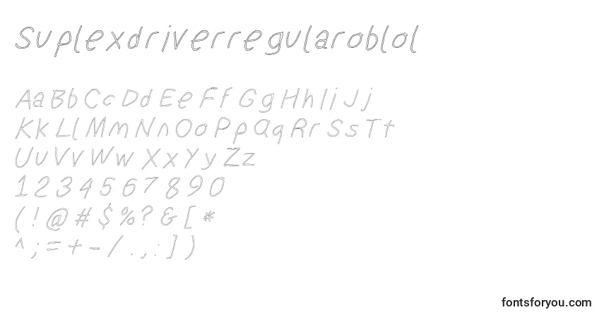A fonte Suplexdriverregularoblol – alfabeto, números, caracteres especiais