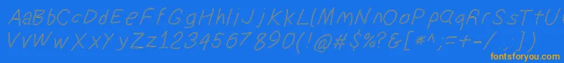 Suplexdriverregularoblol-Schriftart – Orangefarbene Schriften auf blauem Hintergrund