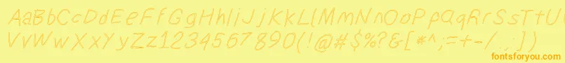 Weitere Informationen zur Suplexdriverregularoblol-Schriftart Suplexdriverregularoblol-Schriftart – Orangefarbene Schriften auf gelbem Hintergrund