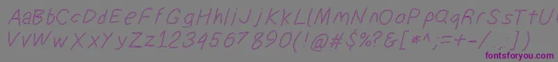 Czcionka Suplexdriverregularoblol – fioletowe czcionki na szarym tle