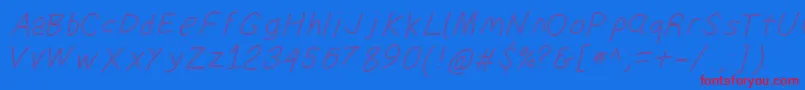 Suplexdriverregularoblol-Schriftart – Rote Schriften auf blauem Hintergrund