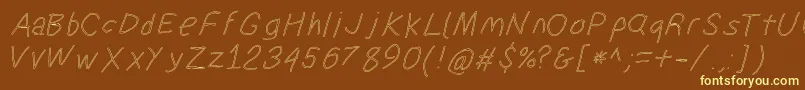 Suplexdriverregularoblol-fontti – keltaiset fontit ruskealla taustalla