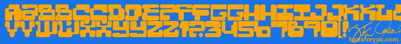 フォントMoultipass2 – オレンジ色の文字が青い背景にあります。