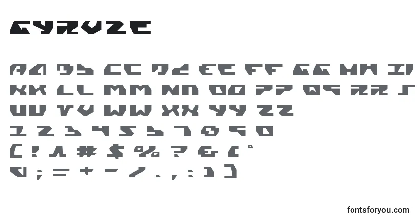 Schriftart Gyrv2e – Alphabet, Zahlen, spezielle Symbole