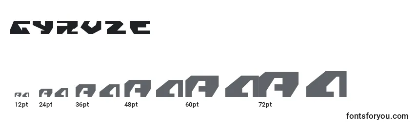 Размеры шрифта Gyrv2e