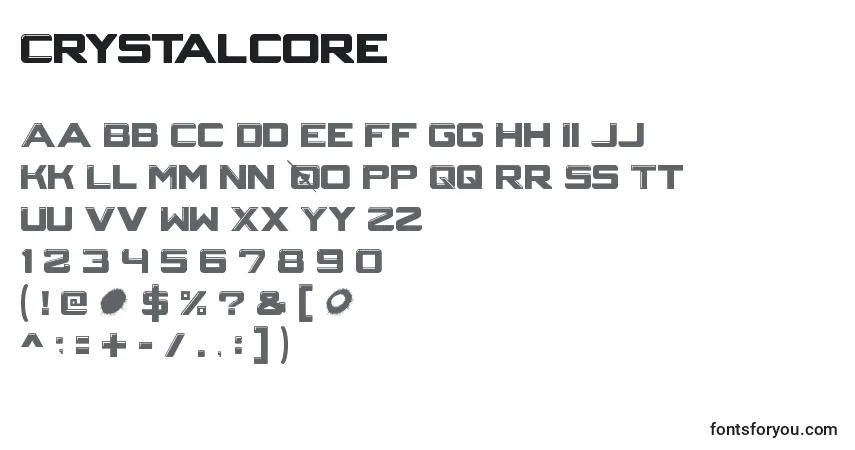 Schriftart Crystalcore – Alphabet, Zahlen, spezielle Symbole