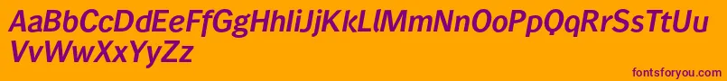 Wendelinreduced76halbfettkursiv-Schriftart – Violette Schriften auf orangefarbenem Hintergrund