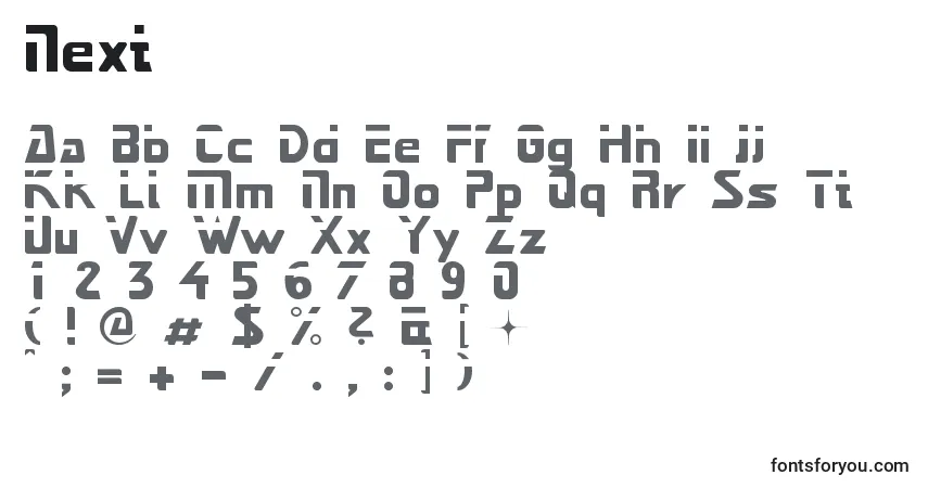 Czcionka Next – alfabet, cyfry, specjalne znaki