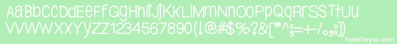 Czcionka Ybtallpretty – białe czcionki na zielonym tle