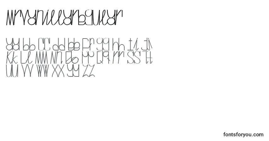 Czcionka MrvanillaRegular – alfabet, cyfry, specjalne znaki