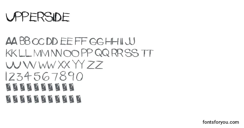 Schriftart Upperside – Alphabet, Zahlen, spezielle Symbole