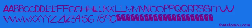 Upperside-Schriftart – Violette Schriften auf blauem Hintergrund