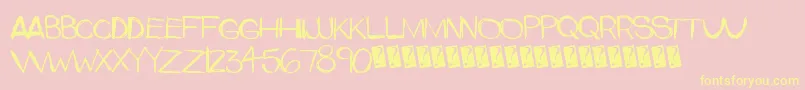Upperside-fontti – keltaiset fontit vaaleanpunaisella taustalla