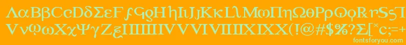 Achilles3expand-Schriftart – Grüne Schriften auf orangefarbenem Hintergrund