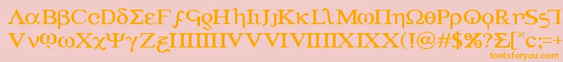 フォントAchilles3expand – オレンジの文字がピンクの背景にあります。