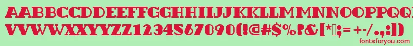 Dextorbladro1-Schriftart – Rote Schriften auf grünem Hintergrund