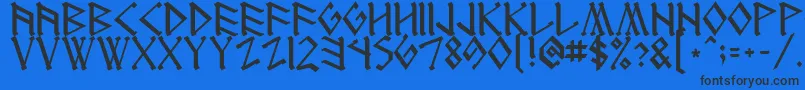 Runenglish1 Font – Black Fonts on Blue Background