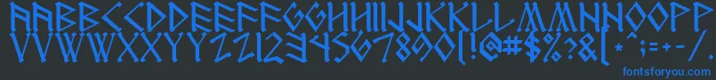 Runenglish1 Font – Blue Fonts on Black Background