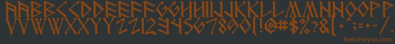 Runenglish1-fontti – ruskeat fontit mustalla taustalla