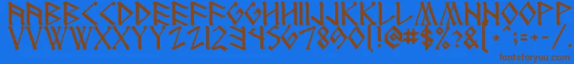 Runenglish1 Font – Brown Fonts on Blue Background
