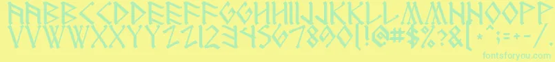 Runenglish1 Font – Green Fonts on Yellow Background