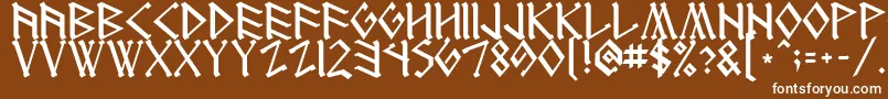 Runenglish1 Font – White Fonts on Brown Background