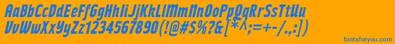RakeslyBdIt-Schriftart – Blaue Schriften auf orangefarbenem Hintergrund