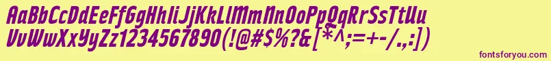 Fonte RakeslyBdIt – fontes roxas em um fundo amarelo