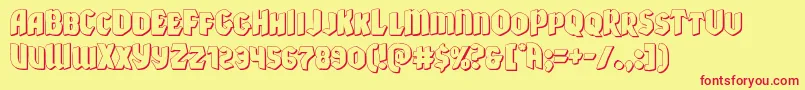 Xmasxpress3D-Schriftart – Rote Schriften auf gelbem Hintergrund
