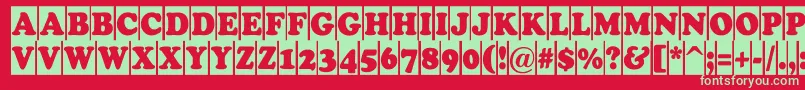 ACooperblackcm-Schriftart – Grüne Schriften auf rotem Hintergrund