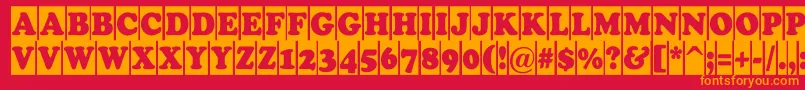 ACooperblackcm-Schriftart – Orangefarbene Schriften auf rotem Hintergrund